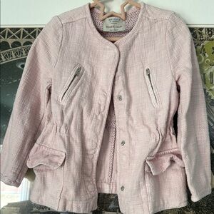 Zara Girls Light Pink Textured Jacket